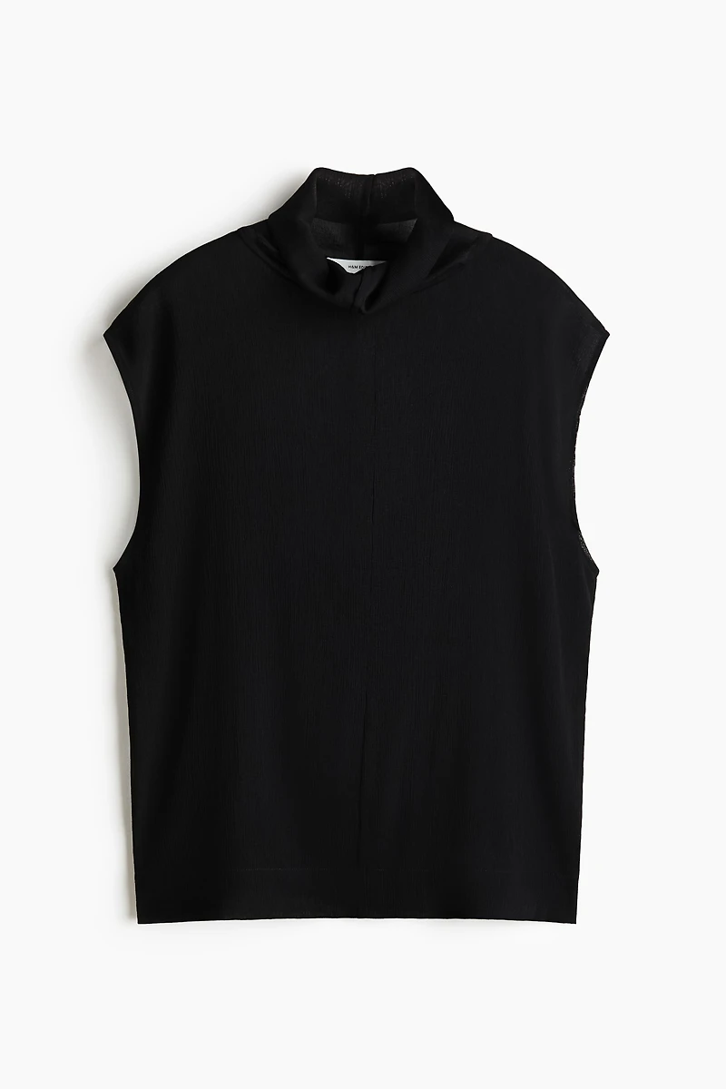 Rib-Knit Mock Turtleneck Top