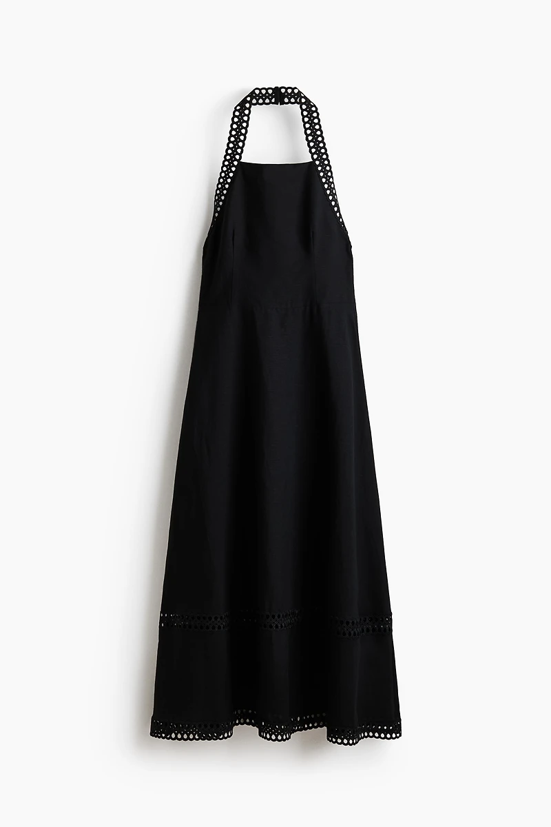Linen-Blend Halterneck Dress