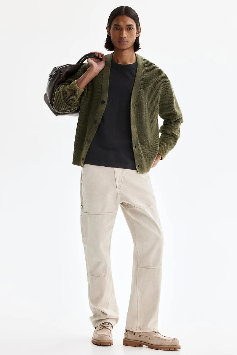 Relaxed-Fit Rib-Knit Cotton Cardigan