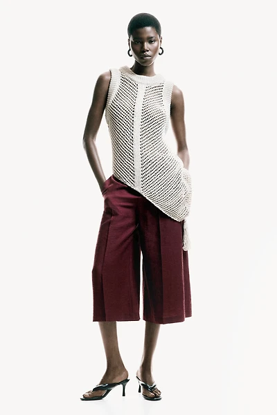 Dressy Linen-Blend Culottes