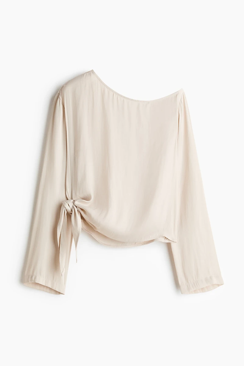 One-Shoulder Tie-Detail Top