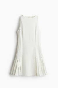Pleat-Detail Twill Dress