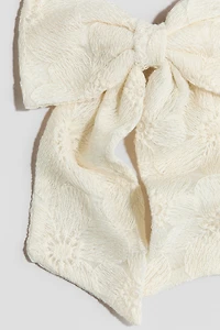 Embroidered Bow Hair Clip
