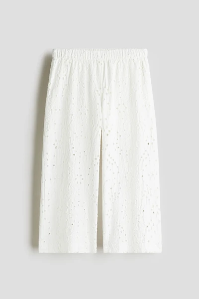Pantalon large avec broderie anglaise