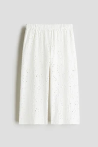 Wide-Leg Pants with Eyelet Embroidery