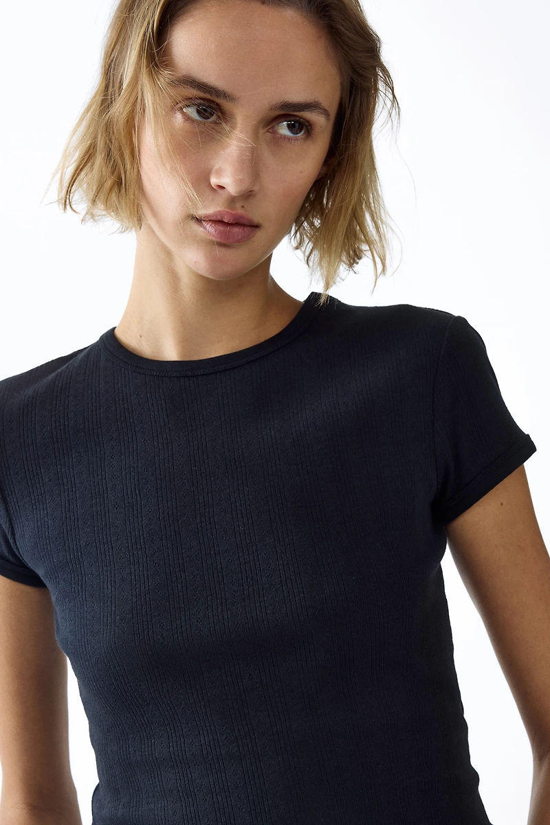Pointelle-Knit T-Shirt