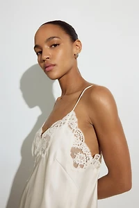 Lace-Trimmed Satin Nightgown