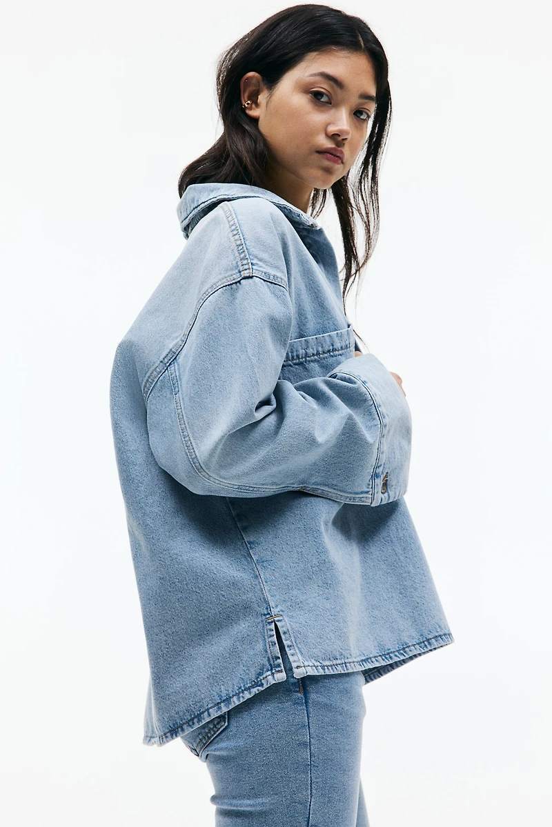 Oversized Pullover Denim Shirt
