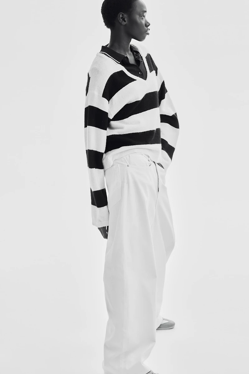 Fine-Knit V-Neck Sweater