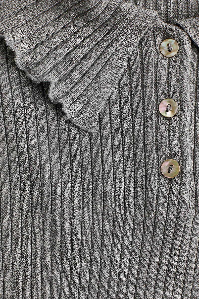 Rib-Knit Polo Sweater