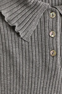 Rib-Knit Polo Sweater