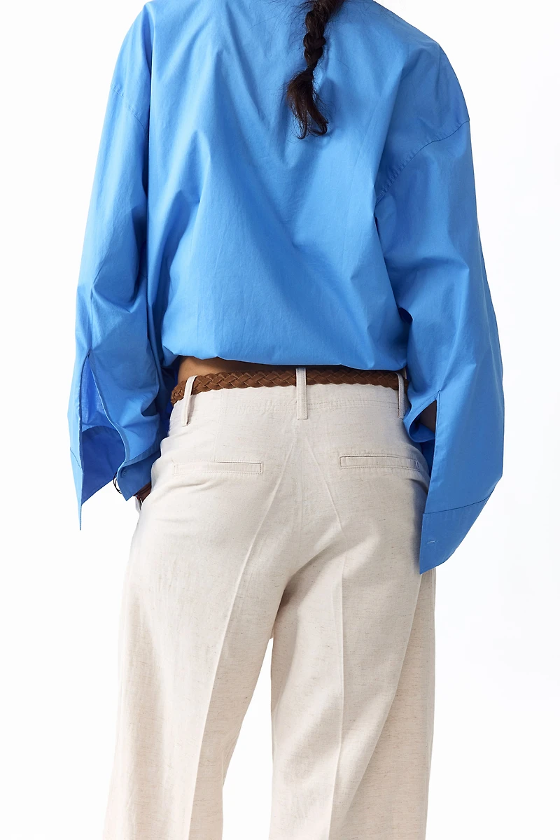 Tapered Linen-Blend Pants