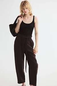 Tie-Belt Barrel-Leg Pants