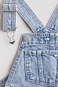 Embroidered denim dungaree shorts