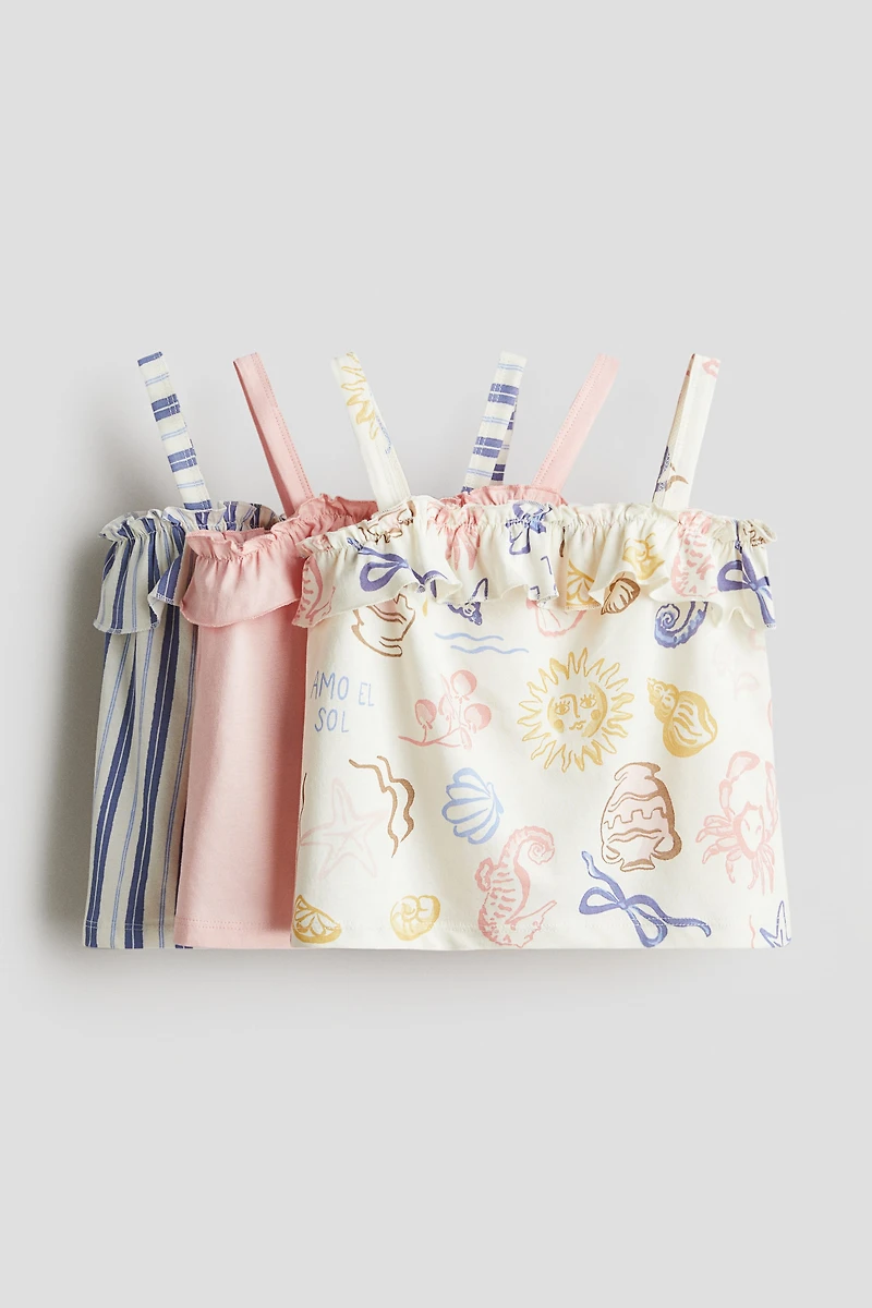 3-Pack Flounce-Trimmed Strappy Tops
