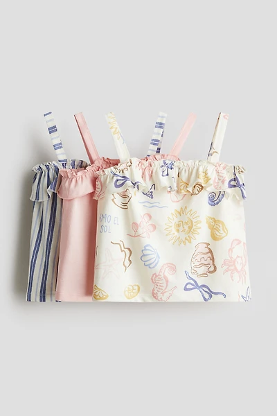 3-Pack Flounce-Trimmed Strappy Tops