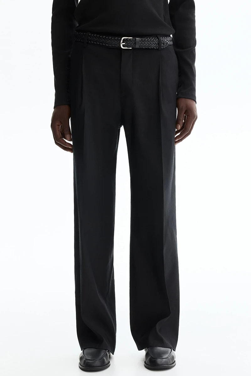 Relaxed-Fit Tailored Linen-Blend Pants