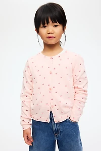Fine-Knit Printed Cardigan