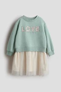 Sweatshirt Dress with Tulle Skirt