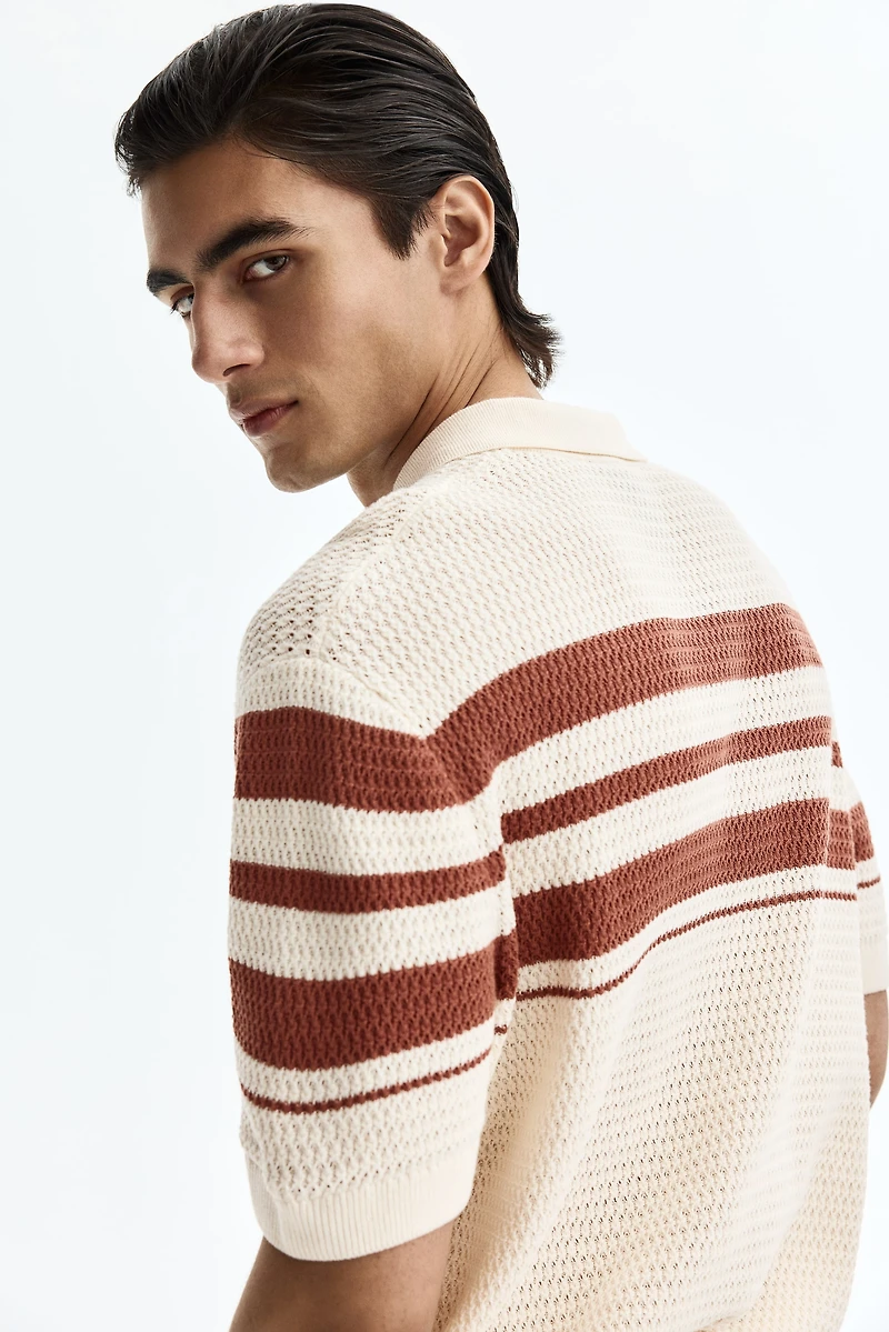 Polo classique en tricot pointelle