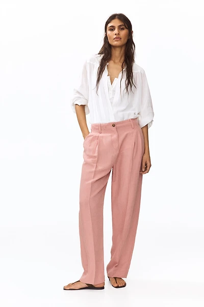 Tapered Linen-Blend Pants