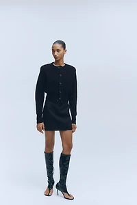 Shoulder-Pad Wool Cardigan