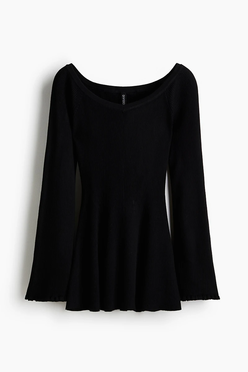 Haut à épaules dénudées en tricot côtelé