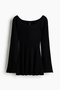 Haut à épaules dénudées en tricot côtelé