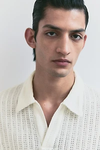 Loose Fit Jacquard-Knit Polo Shirt