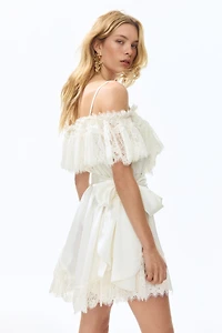 Lace-Trimmed Satin Dress