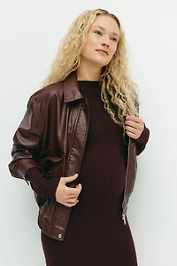 MAMA Robe en tricot côtelé avec col cheminée