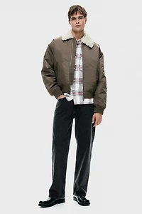 Loose-Fit Nylon Bomber Jacket