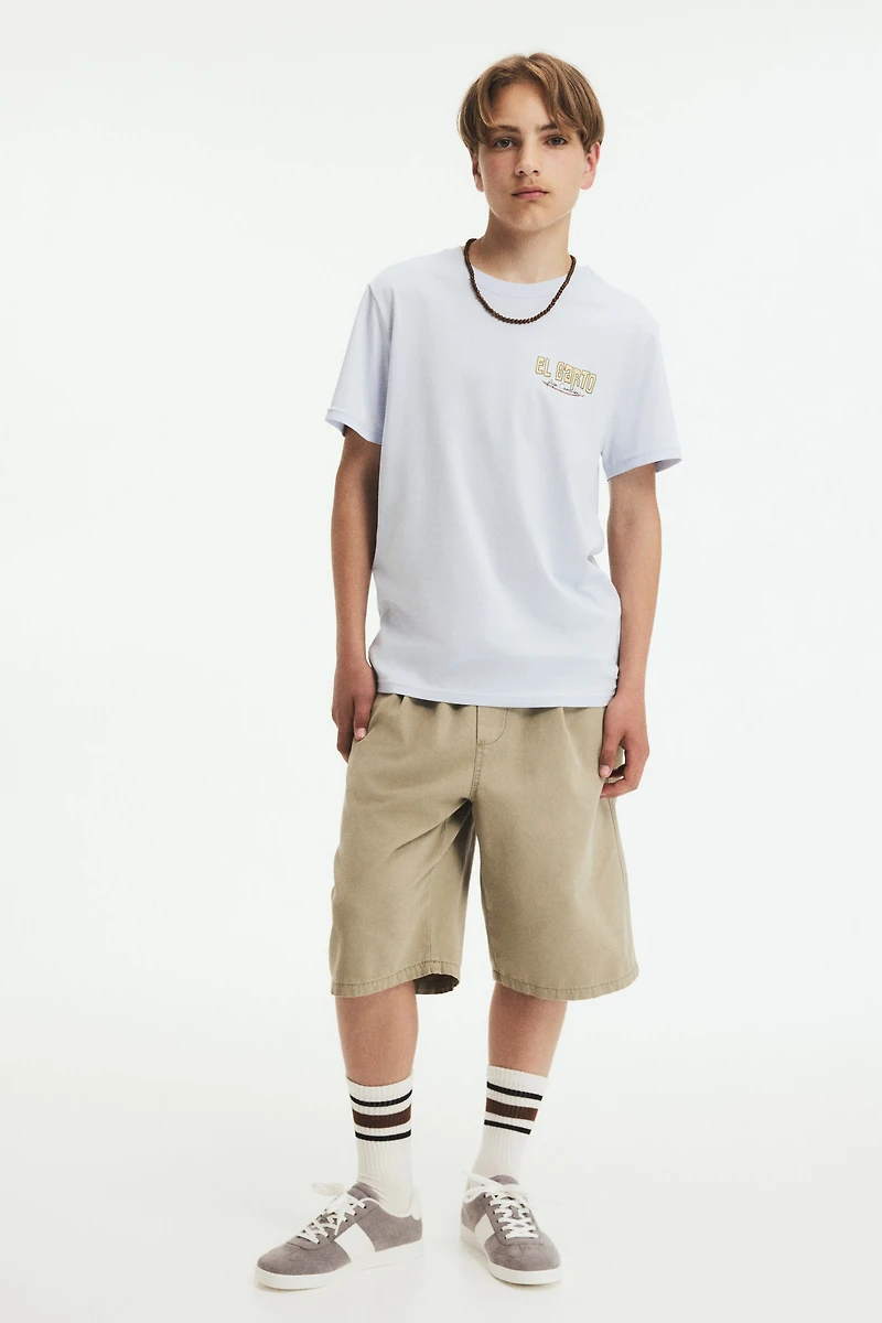 Print-motif cotton T-shirt