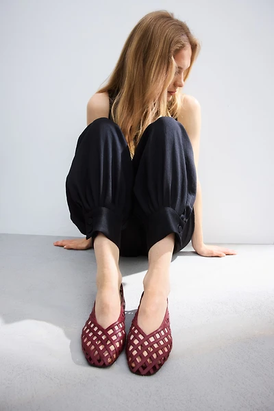Braided-Look Leather Flats