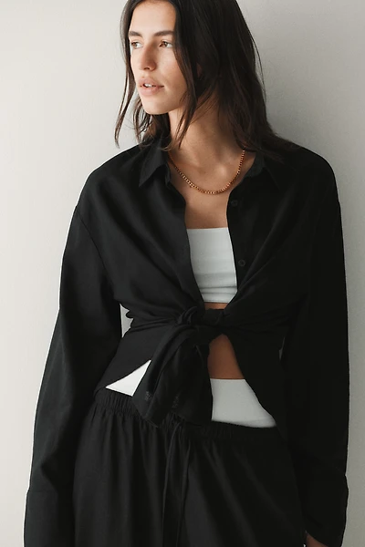 Oversized Linen-Blend Shirt