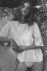 Blouse with Eyelet Embroidery