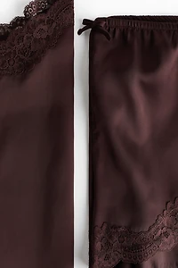 Lace-Trimmed Satin Pajamas