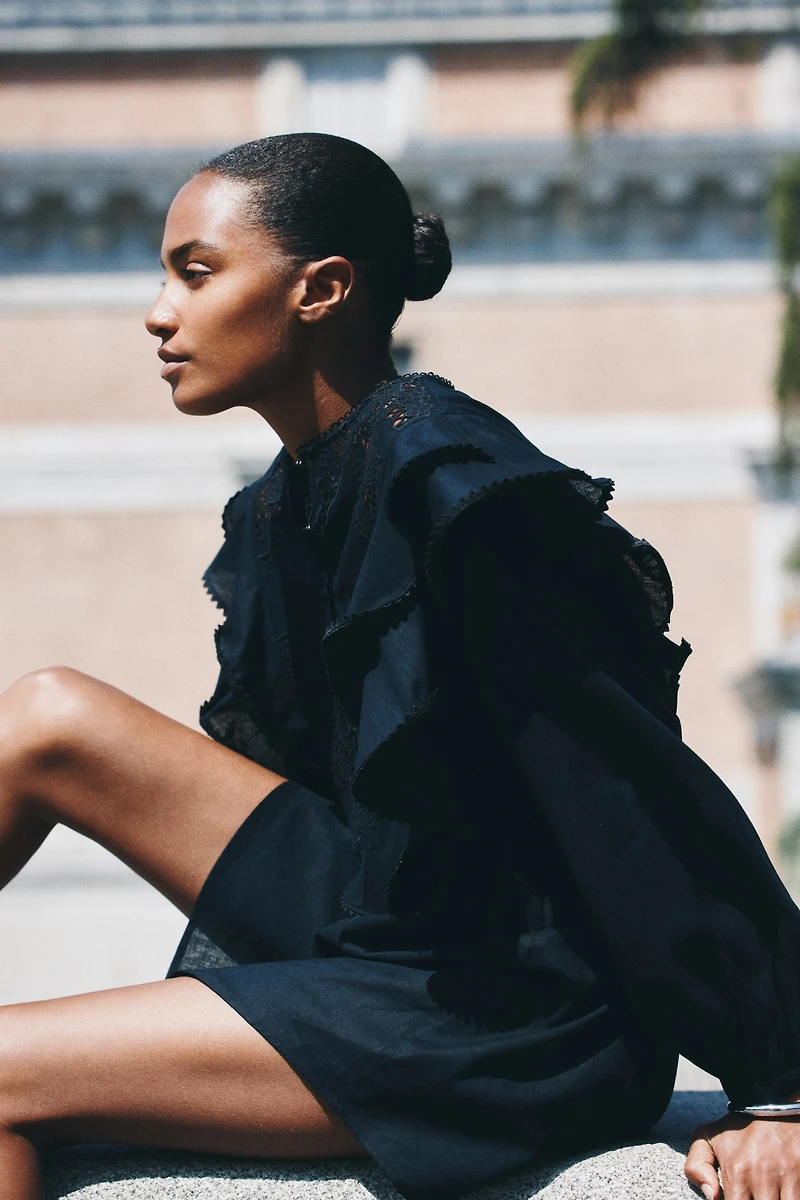 Linen-Blend Tunic Dress