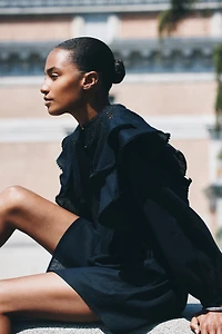 Linen-Blend Tunic Dress