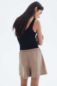 Linen-Blend Drawstring Shorts