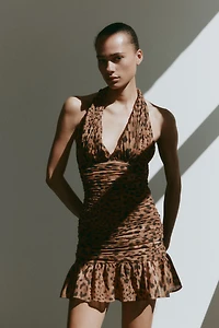 Ruched Scarf-Detail Dress