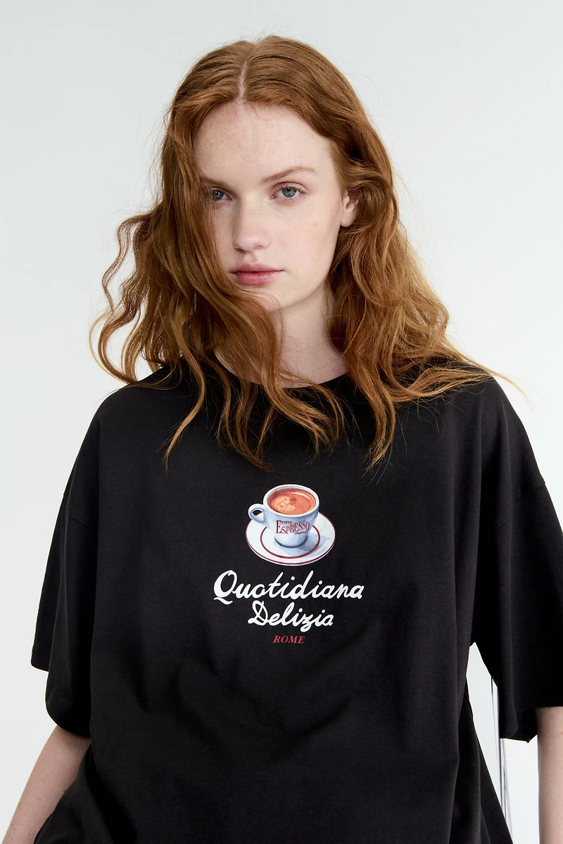 Oversized T-Shirt with Printed Motif