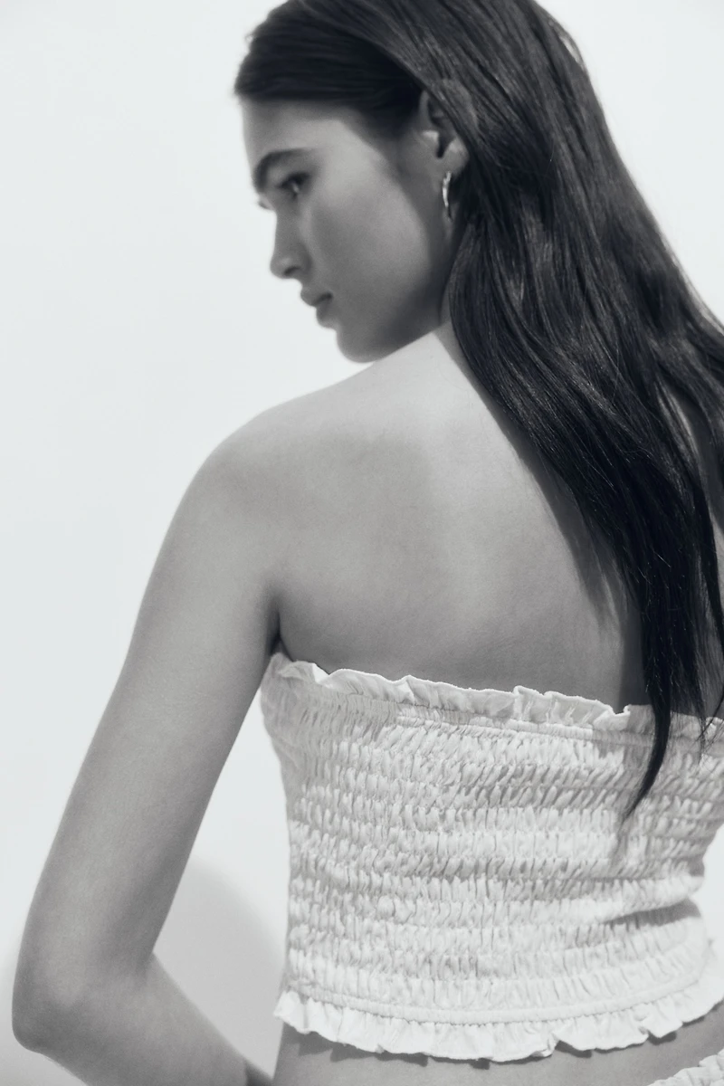 Haut tube de plage smocké