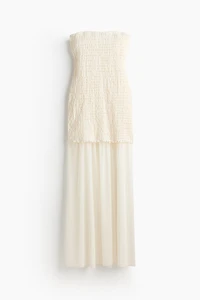 Dual-Fabric Bandeau Dress