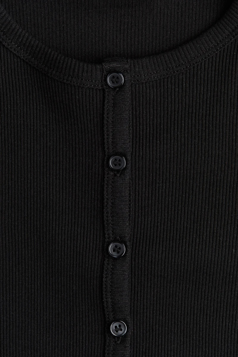 Ribbed Button-Front Top
