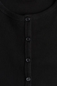 Ribbed Button-Front Top