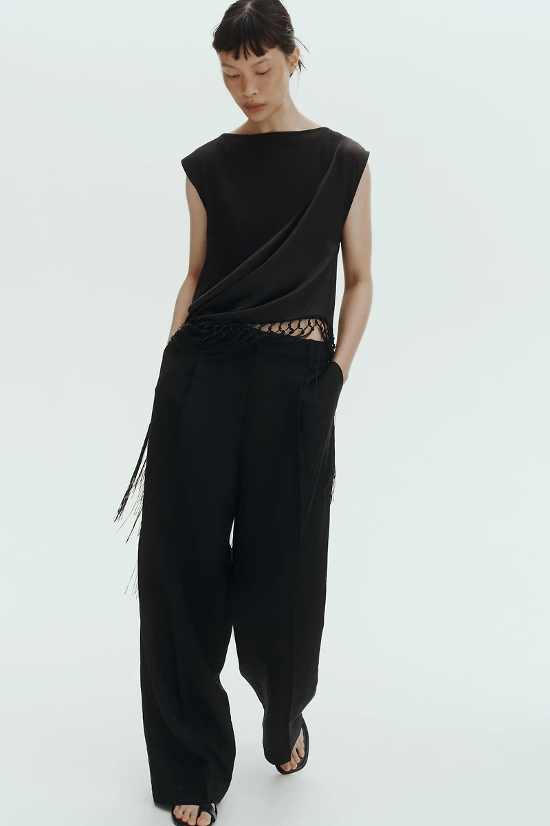 Linen-Blend Dress Pants