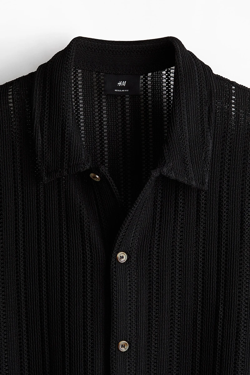 Regular Fit Crochet-Look Shirt