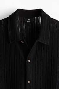 Regular Fit Crochet-Look Shirt