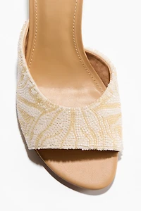 Heeled Beaded Sandals
